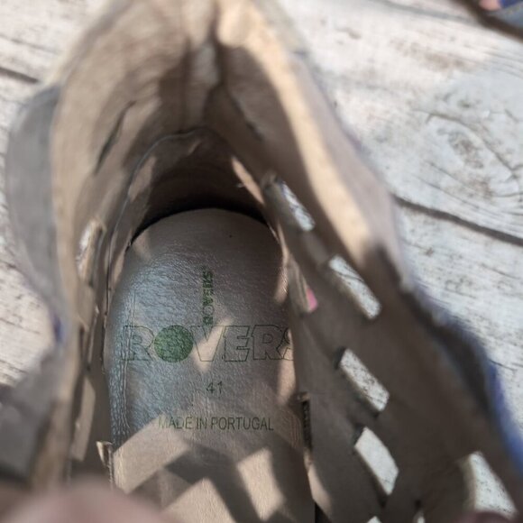 Rovers Floral Leather Lace-Up Ankle Boots Blue Multicolor Boho – US Women’s 10 - Picture 8 of 10